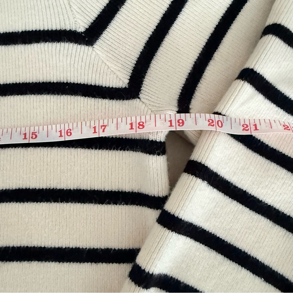 Cyrus | Lady Sweater | Cream & Black Breton Stripe Cardigan | Gold Buttons | S - Picture 8 of 12